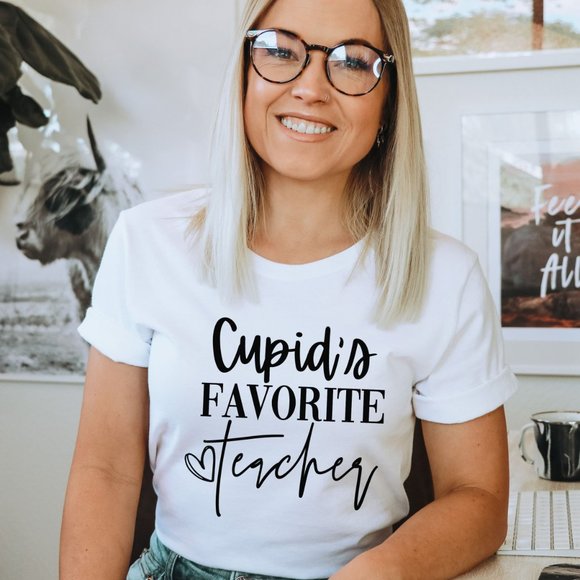 Cupid’s Favorite Teacher Graphic T-shirt Valentine’s Day Shirt - Unisex - Picture 6 of 6